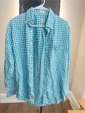 Peter Millar Turquoise Gingham Button-Down Shirt